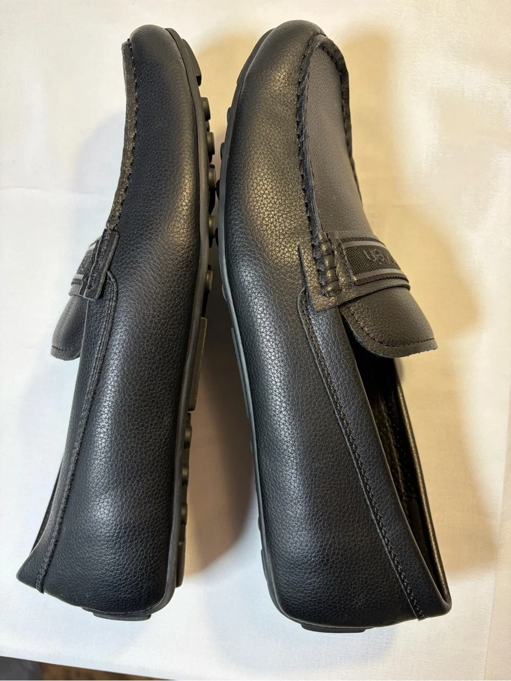 Calvin Klein Oliver Black Pebble-Grain Leather Slip-On Loafers Size 10 New